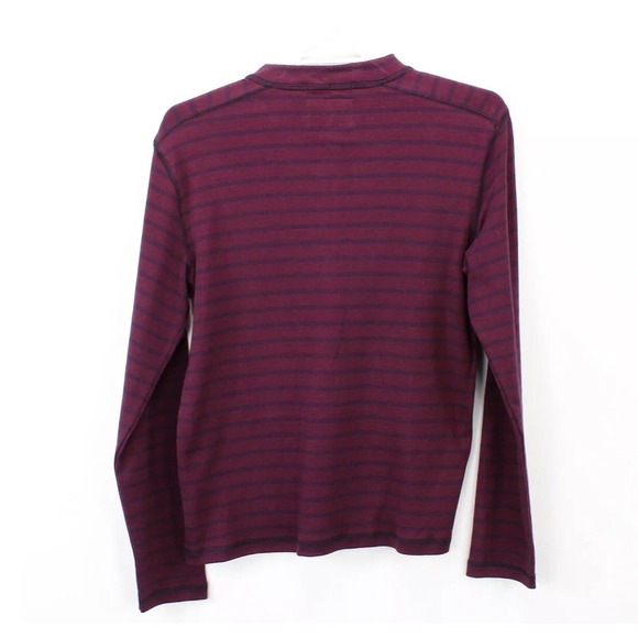 Vintage 1946 Henley Shirt Size M Medium Men's Purple Blue Stripe Long Sleeve - Picture 2 of 4